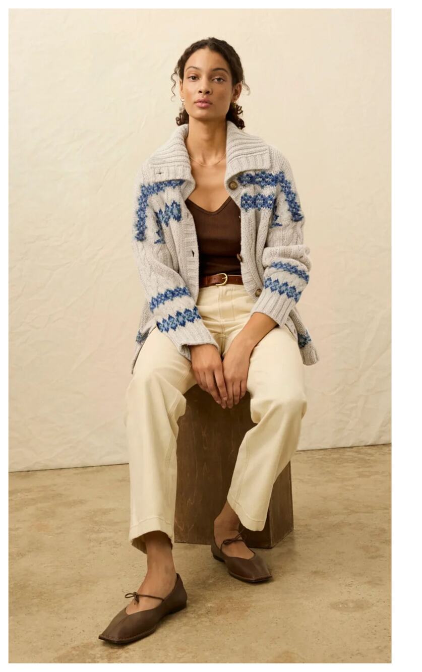 NEW Faherty Highland Fair Isle Wool Blend Cardigan Size XL